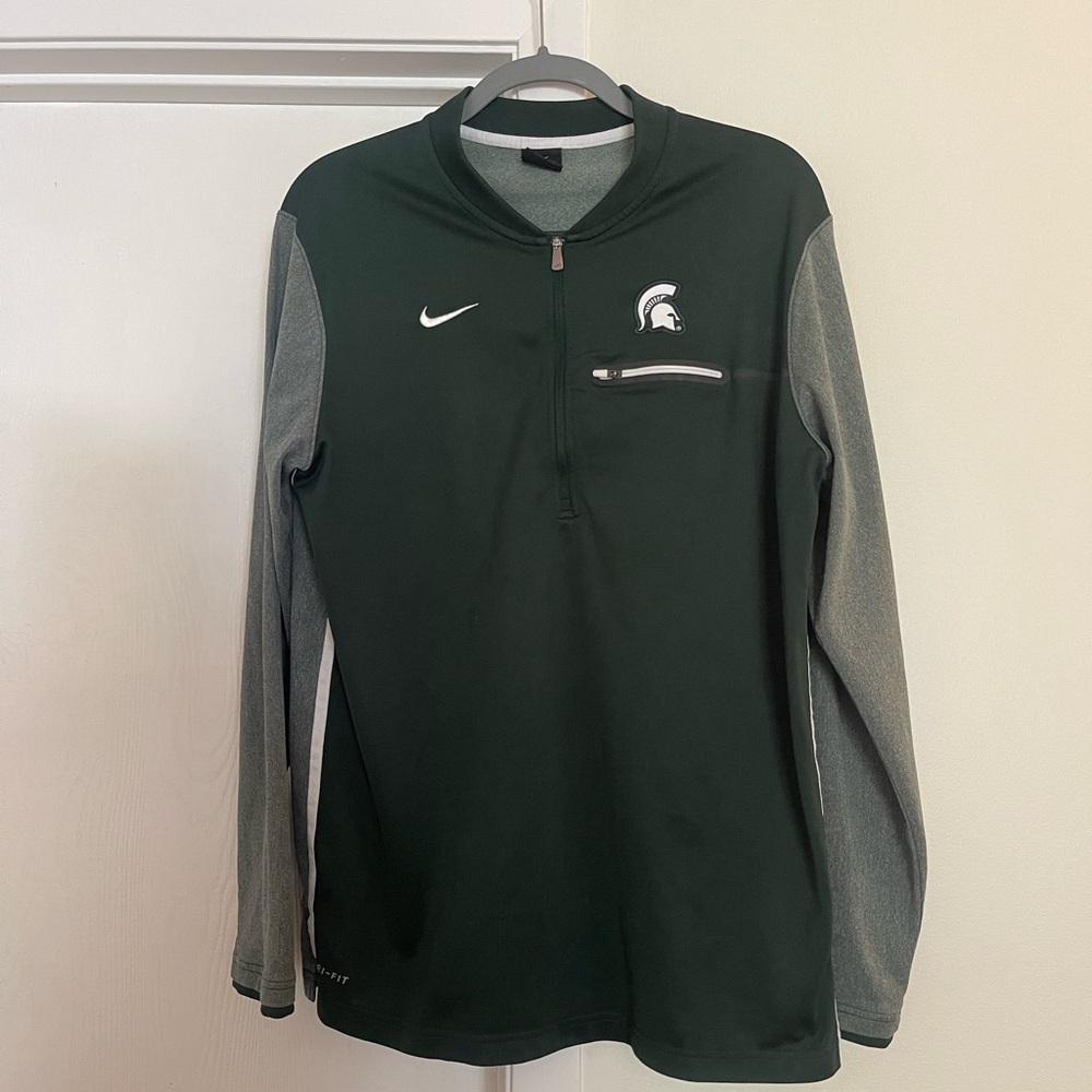 Nike Green and Gray Zip Up Sweater